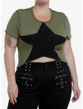 Olive Star V-Cut Girls Crop Top Plus Size, , hi-res