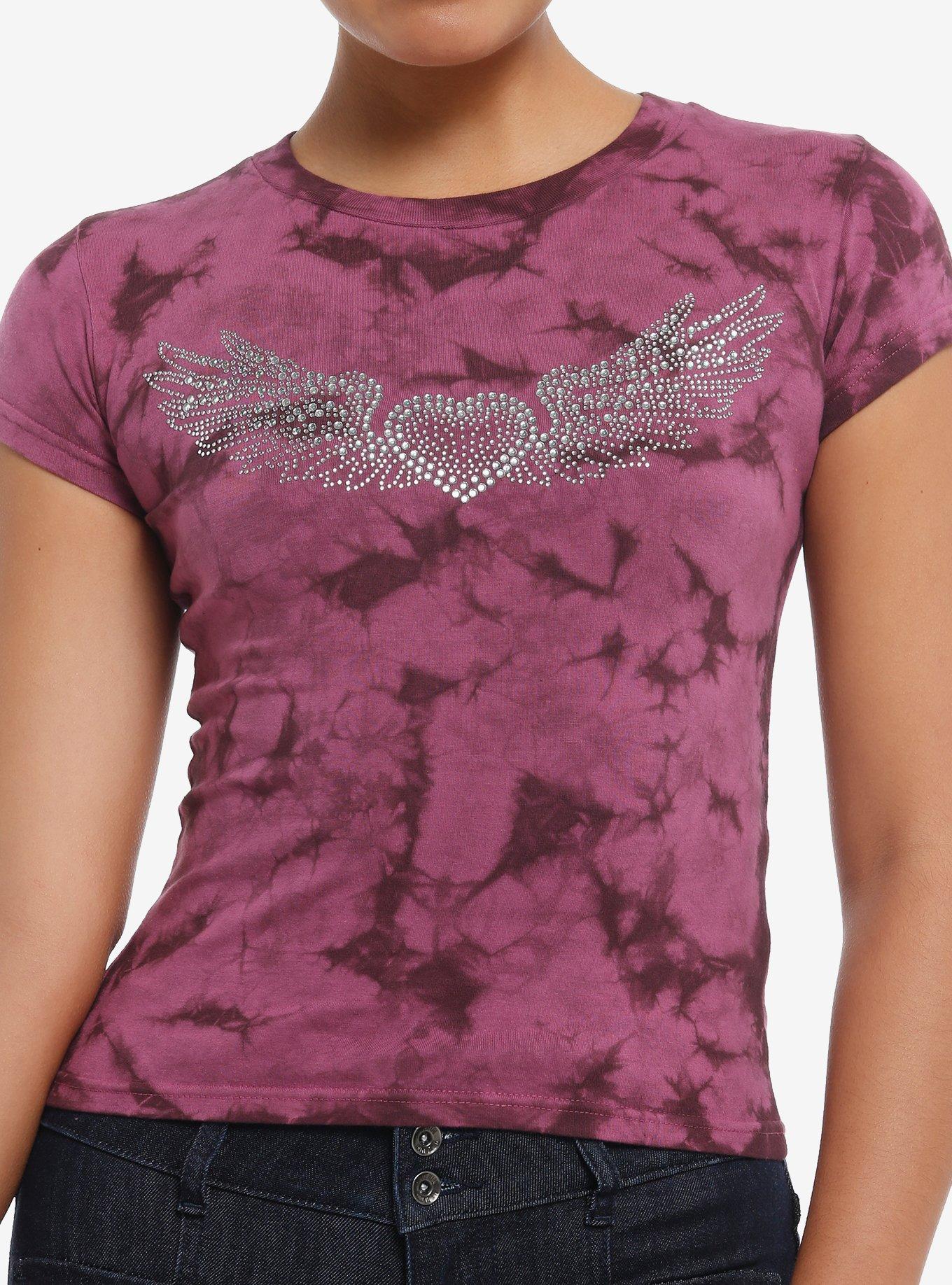Winged Heart Rhinestone Pink Tie-Dye Girls Baby T-Shirt, PINK, hi-res
