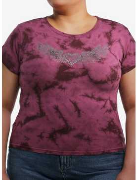 Winged Heart Rhinestone Pink Tie-Dye Girls Baby T-Shirt Plus Size, , hi-res