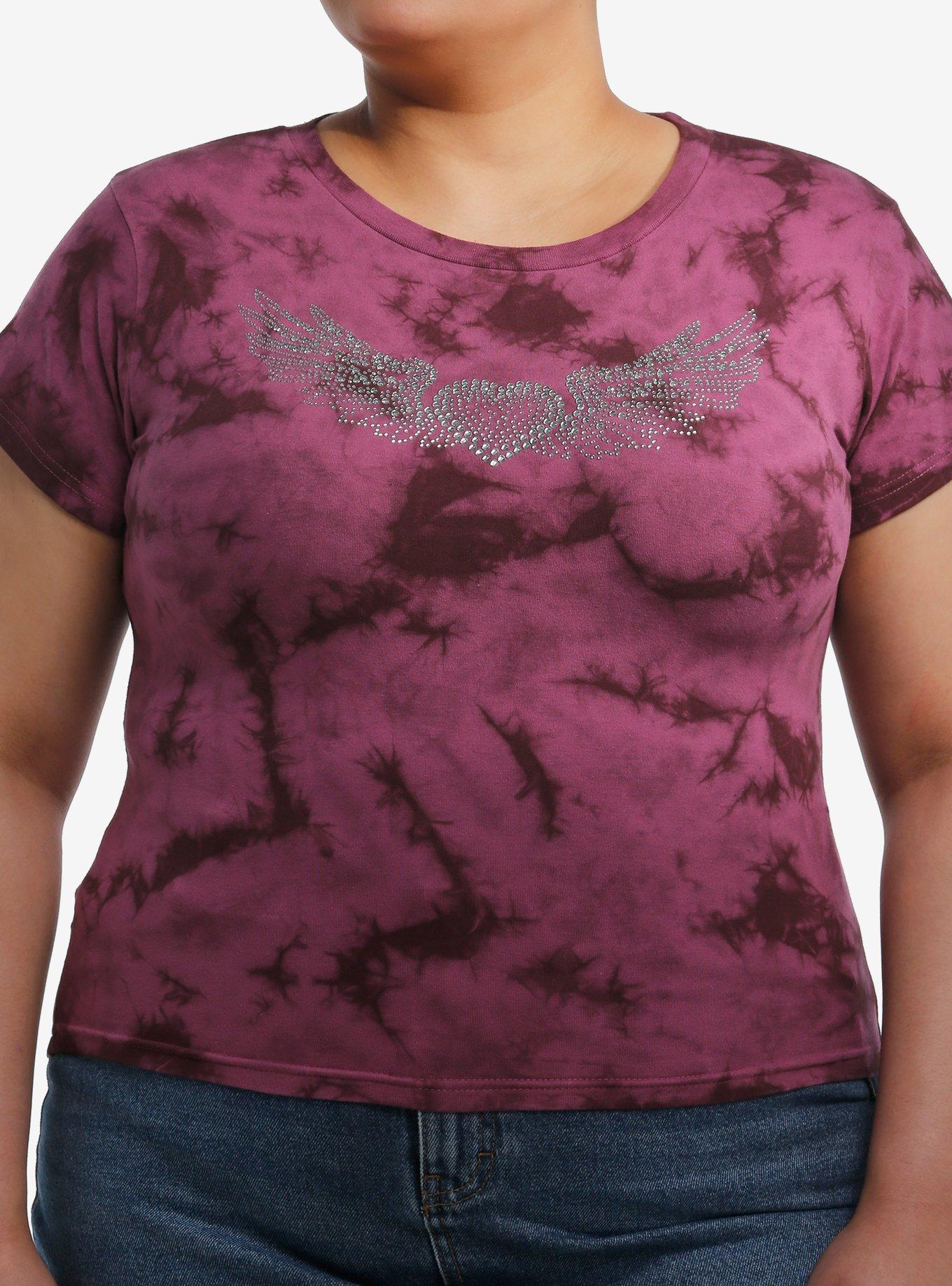 Winged Heart Rhinestone Pink Tie-Dye Girls Baby T-Shirt Plus Size, PINK, hi-res