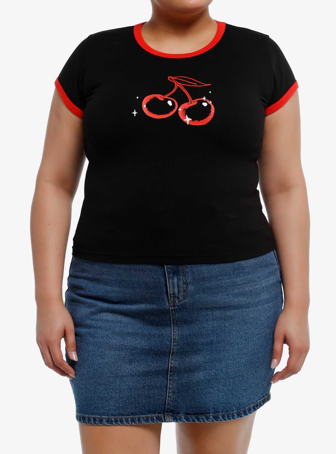 Social Collision Cherry Baby Girls Ringer T-Shirt Plus Size, , hi-res