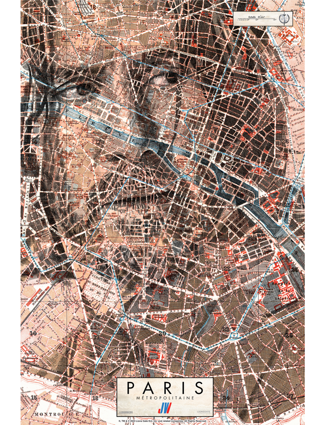 John Wick: Chapter 4 Paris Metropolitaine Map Poster, WHITE, hi-res