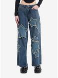 Social Collision Star Patch Wide Leg Denim Jeans, INDIGO, hi-res