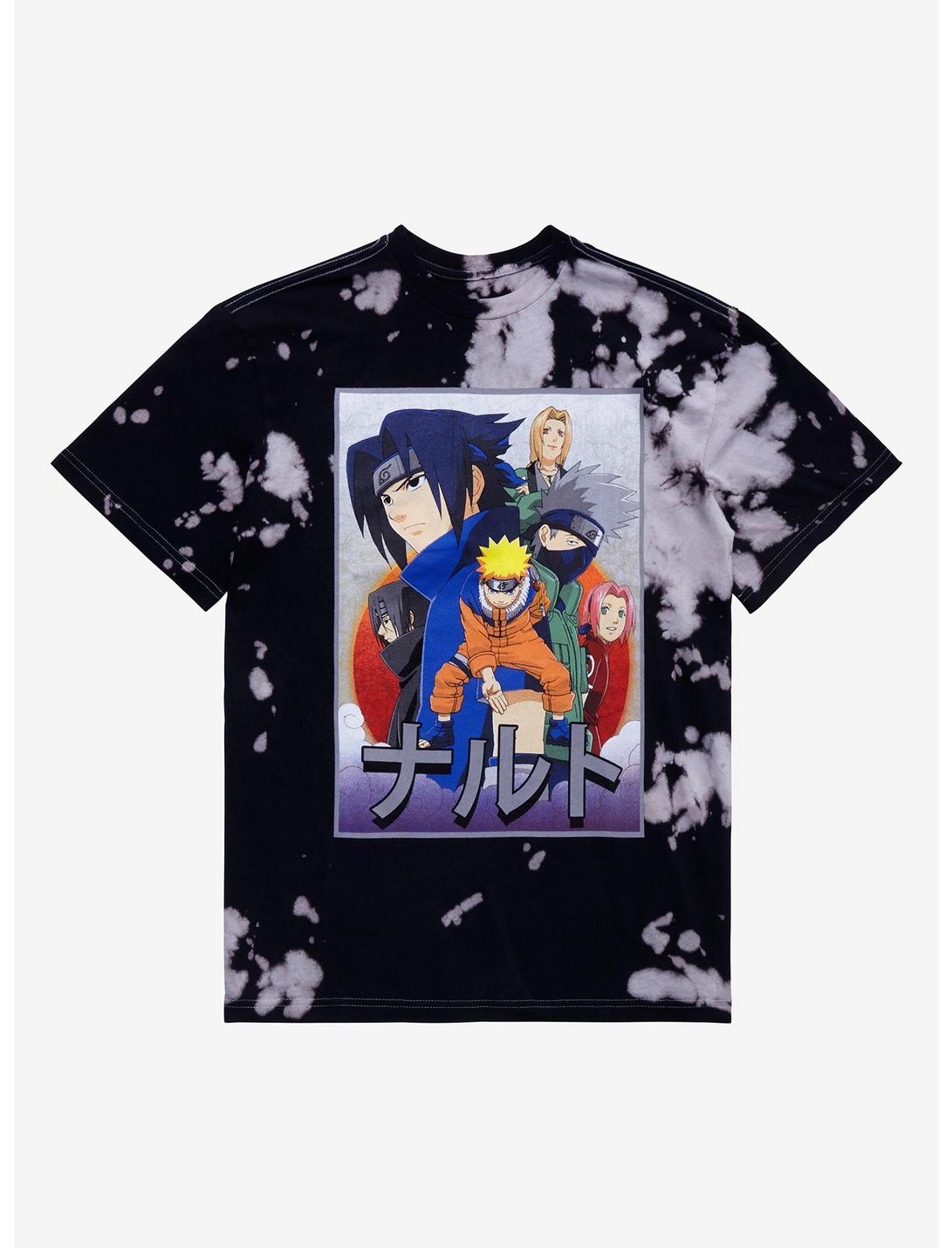 Naruto Shippuden Main Characters Tie-Dye T-Shirt, BLACK, hi-res