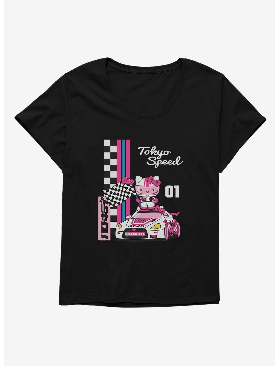 Hello Kitty And Friends Checkered Flag Tokyo Speed Womens T-Shirt Plus Size, BLACK, hi-res