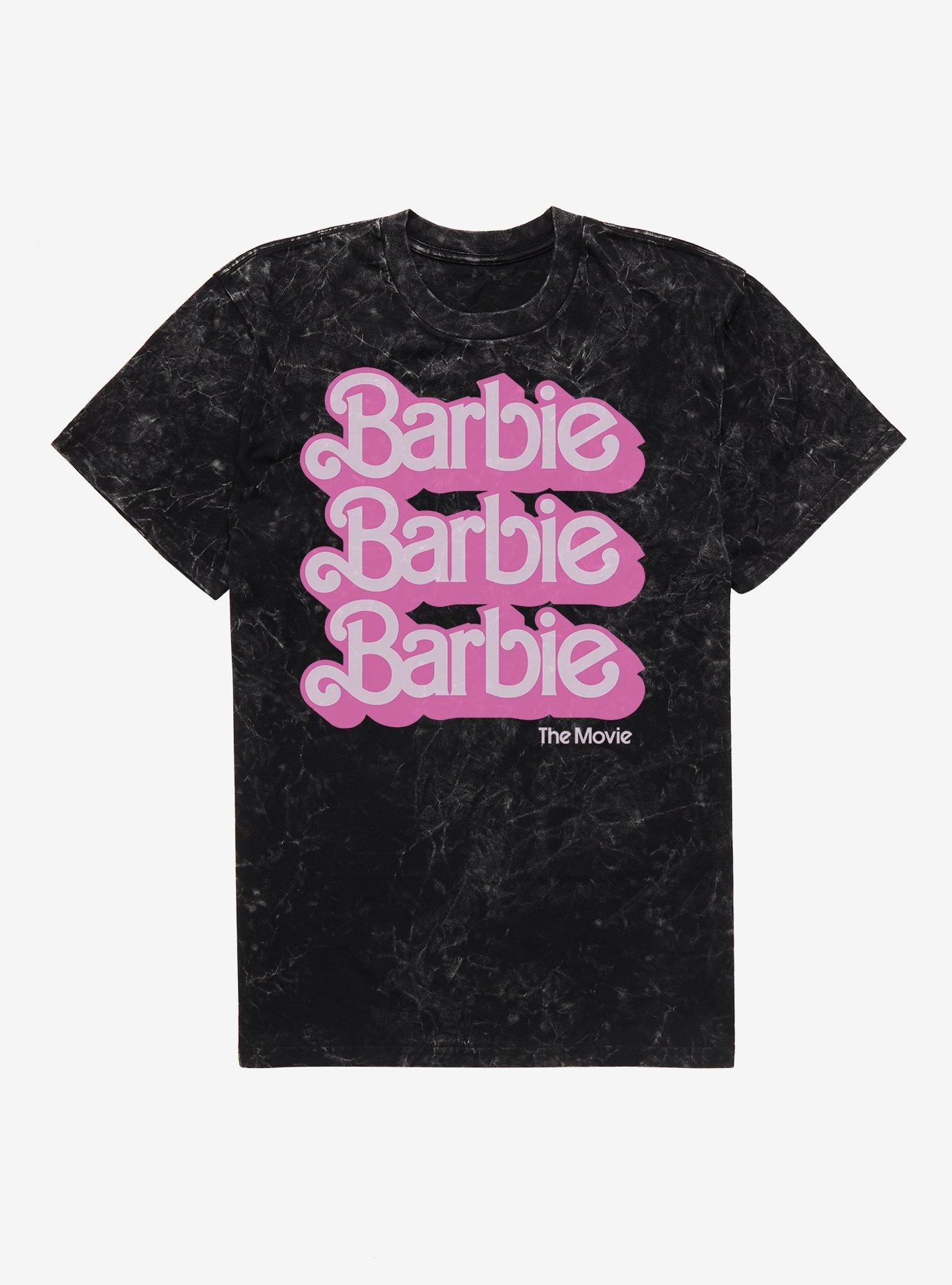 Barbie The Movie Text Stack Mineral Wash T-Shirt, BLACK MINERAL WASH, hi-res