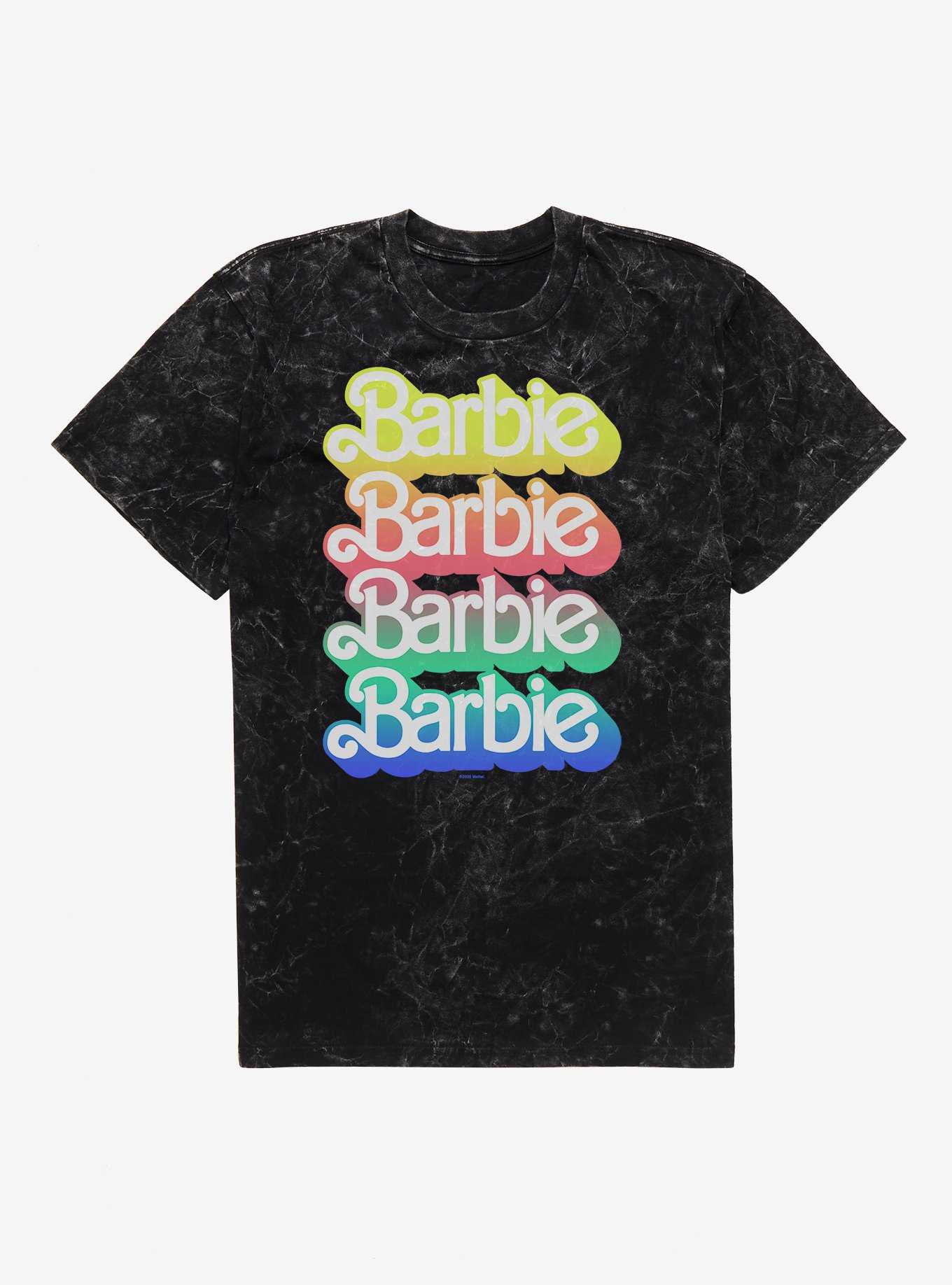 Barbie Pastel Rainbow Logo Mineral Wash T-Shirt, , hi-res