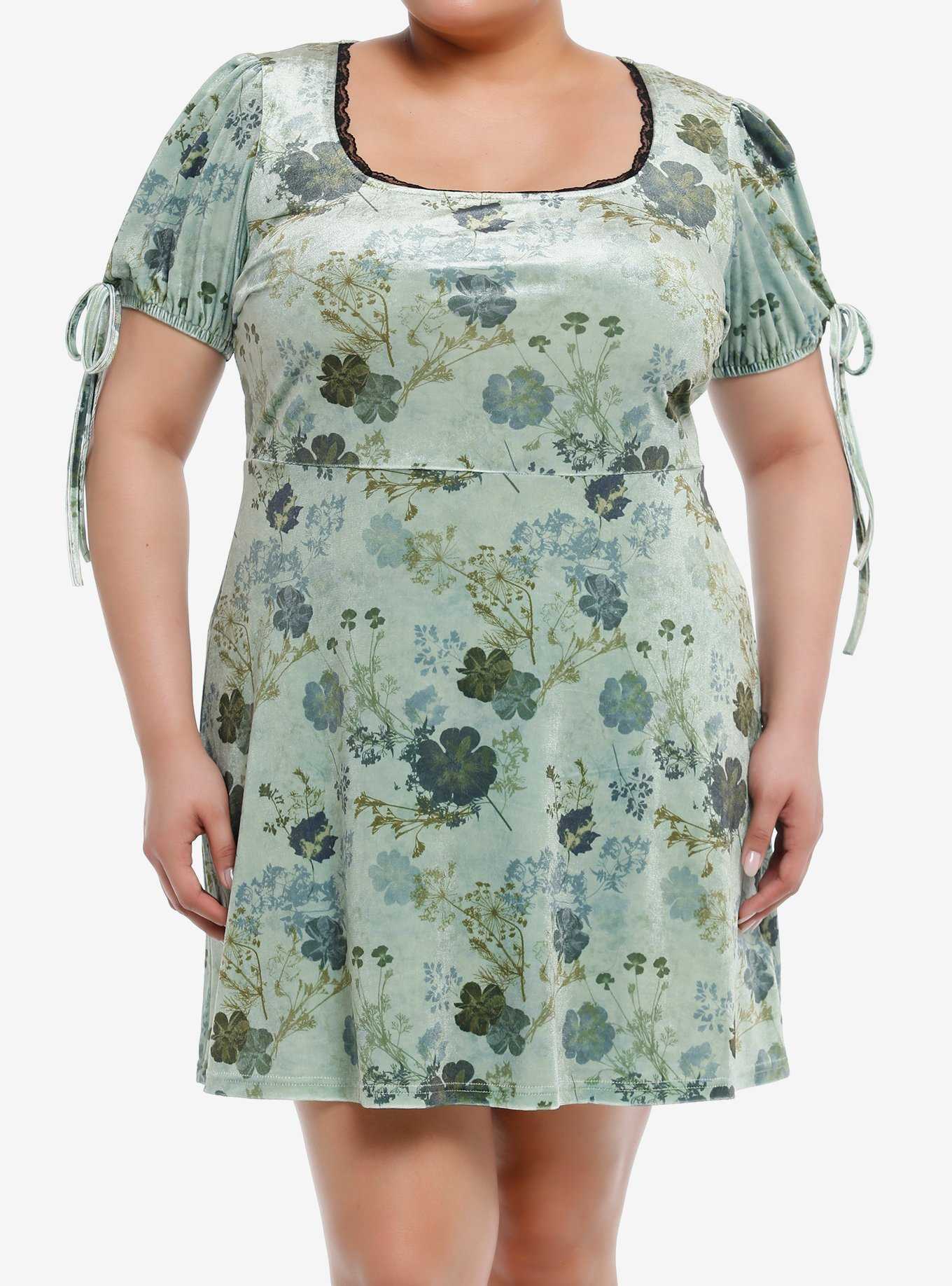 Hot Topic Thorn & Fable® Green Rose Twofer Dress Plus