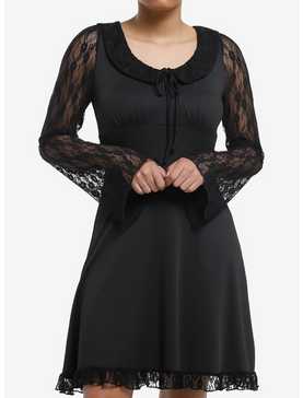 Daisy Street Black Lace Long-Sleeve Mini Dress, , hi-res