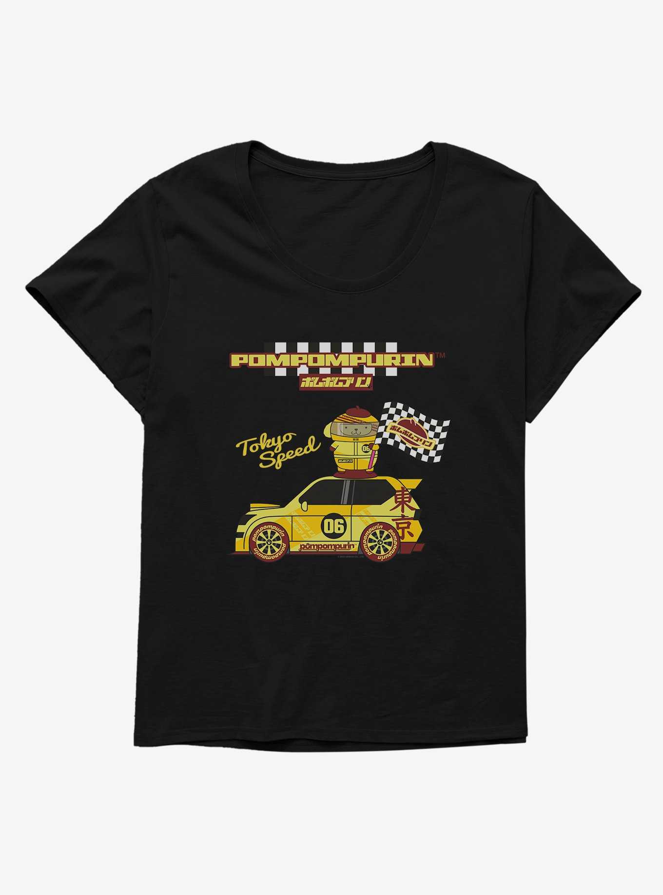 Hello Kitty And Friends Pompompurin Race Car Tokyo Speed Womens T-Shirt Plus Size, , hi-res