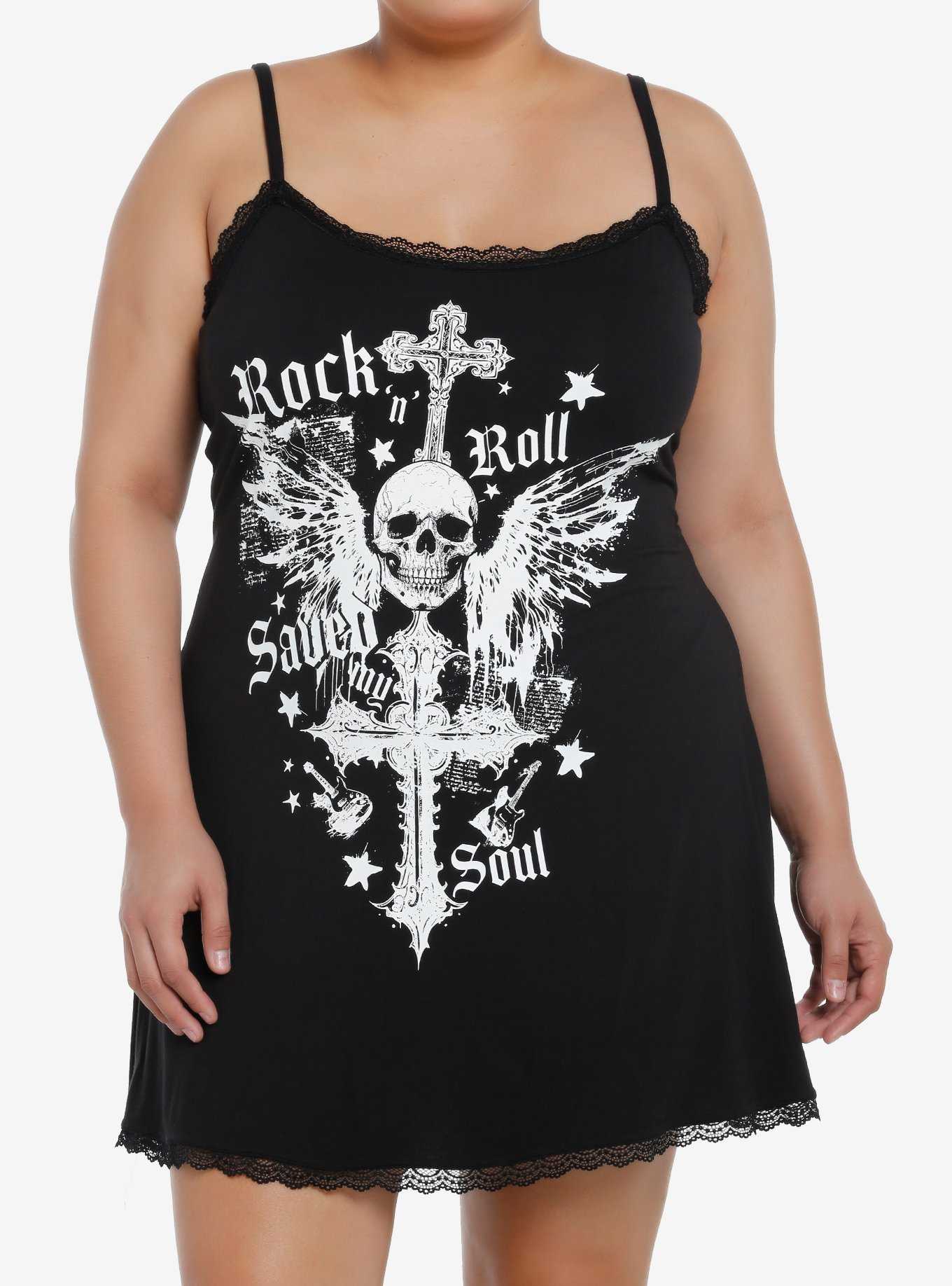 Social Collision Rock 'N' Roll Saved My Soul Cami Dress Plus Size, , hi-res