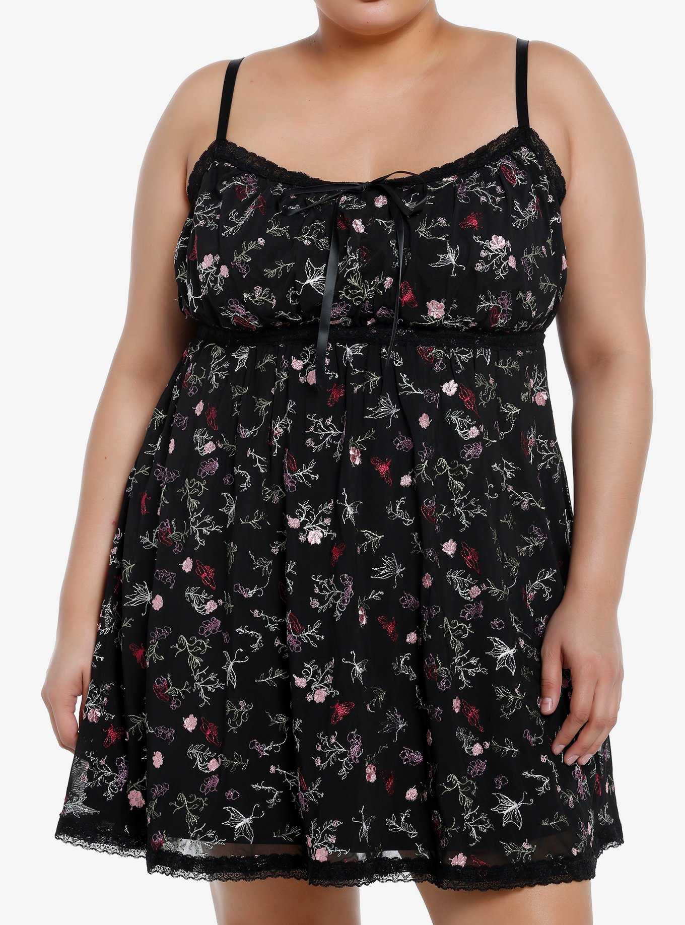 Sweet Society Flower Embroidery Cami Dress Plus Size, , hi-res