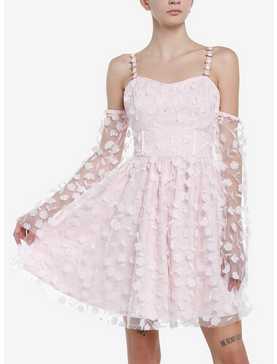 Thorn & Fable Pink Rosette Cold Shoulder Dress, , hi-res