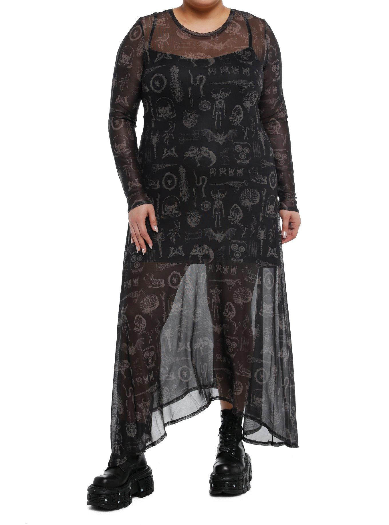 Cosmic Aura Taxidermy Mesh Maxi Dress Plus Size, GREY, hi-res
