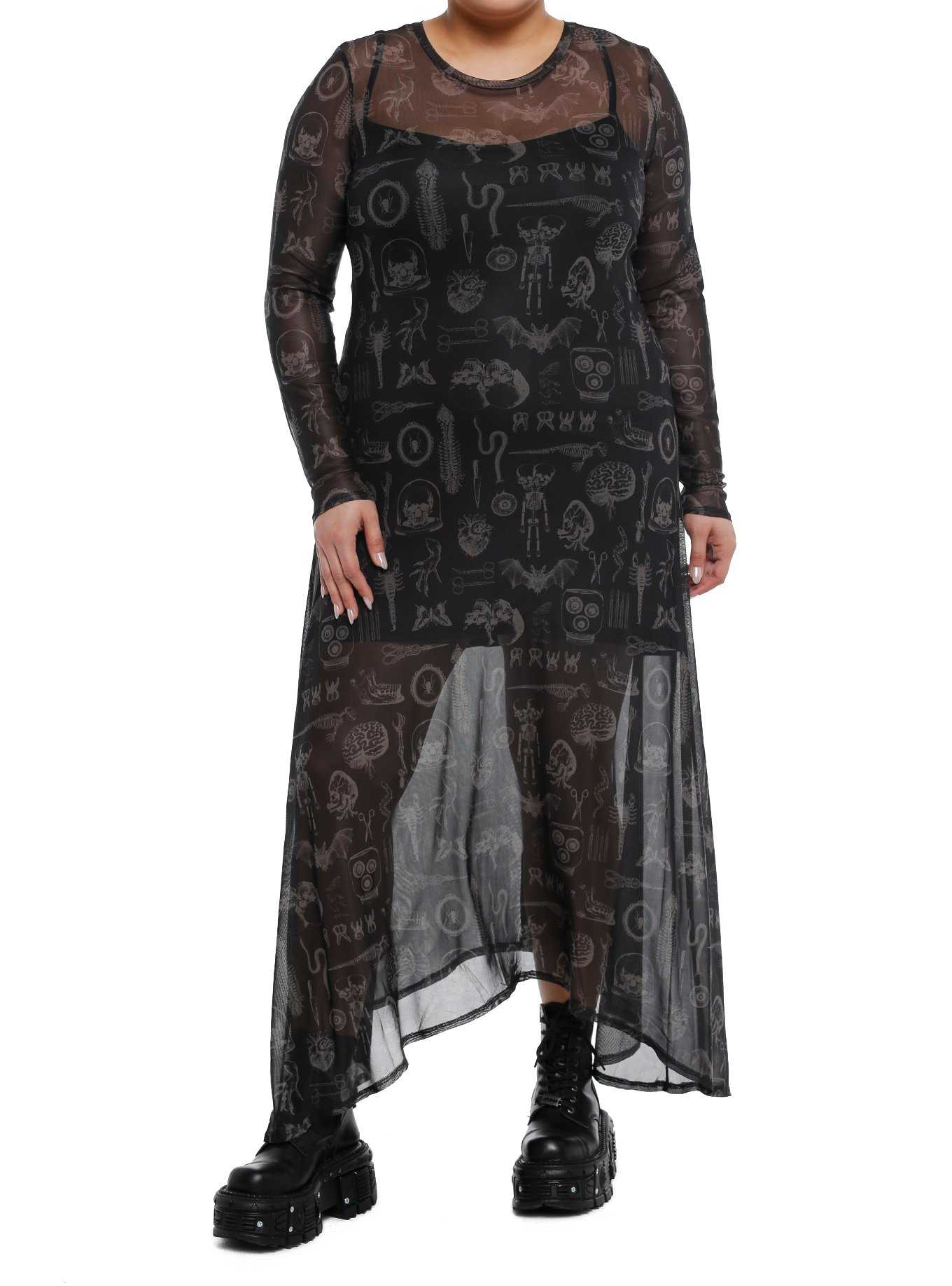 Gothic Clothes For Women Halloween Lace Skeleton Punk Dress Plus Size Retro