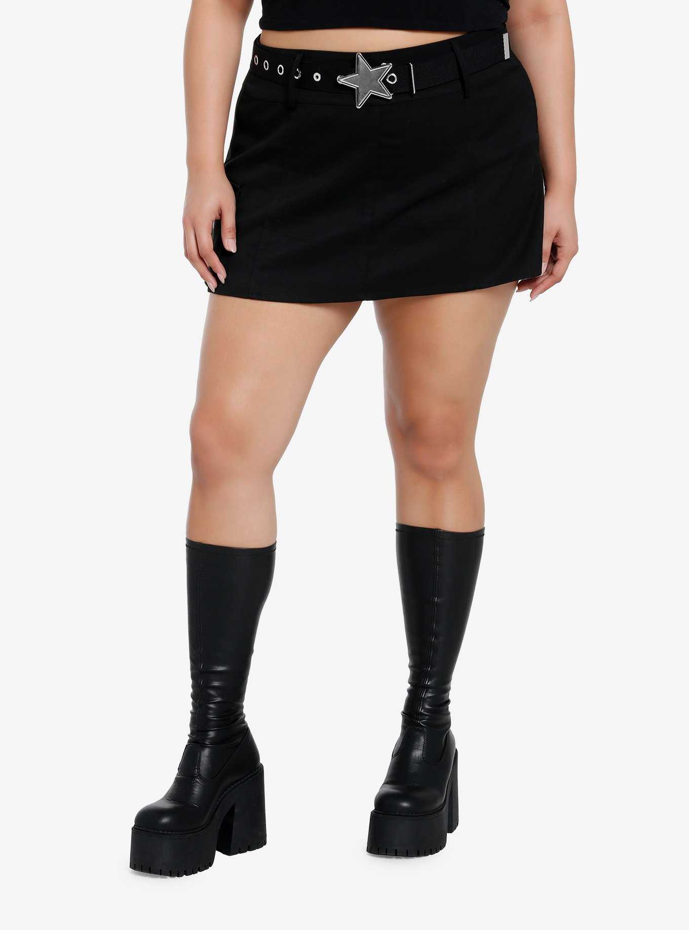 Social Collision Star Belt Mini Skort Plus Size, , hi-res