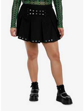Social Collision Pyramid Stud Pleated Skirt Plus Size, , hi-res