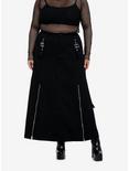Social Collision Black ZIppers & Grommets Maxi Skirt  Plus Size, BLACK, hi-res