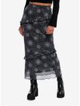 Cosmic Aura Celestial Ruffle Tiered Midi Skirt, BLACK, hi-res
