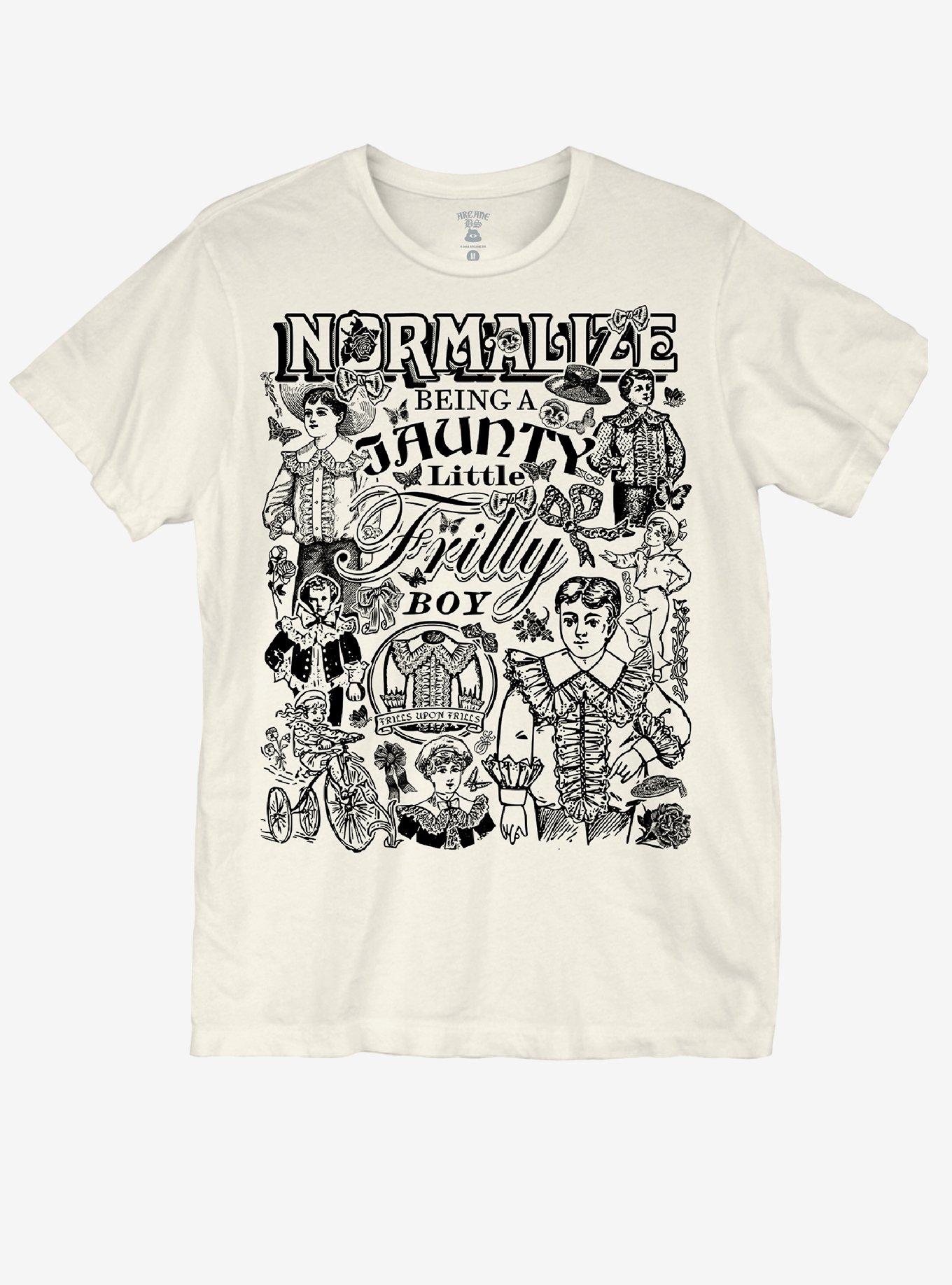 Jaunty Little Frilly Boy T-Shirt By Arcane Bullshit, SAND, hi-res