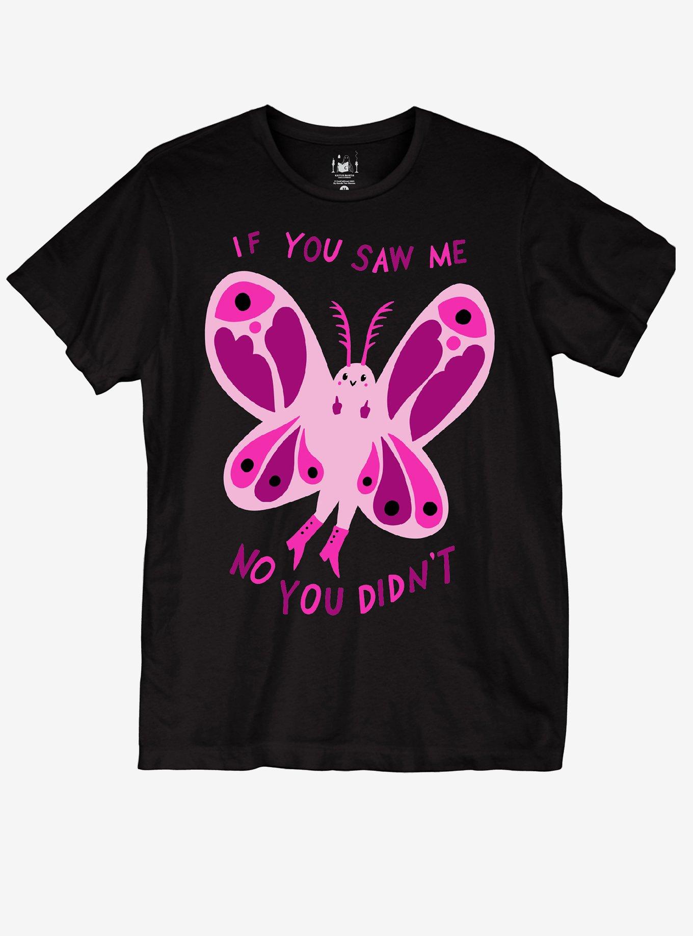 Pink Butterfly T-Shirt By Kaitlin Martin, BLACK, hi-res