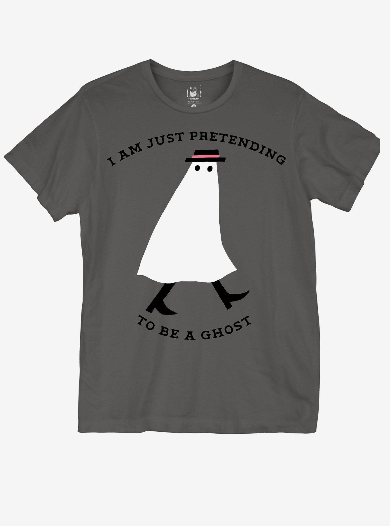 Pretending To Be A Ghost T-Shirt By Kaitlin Martin, CHARCOAL, hi-res