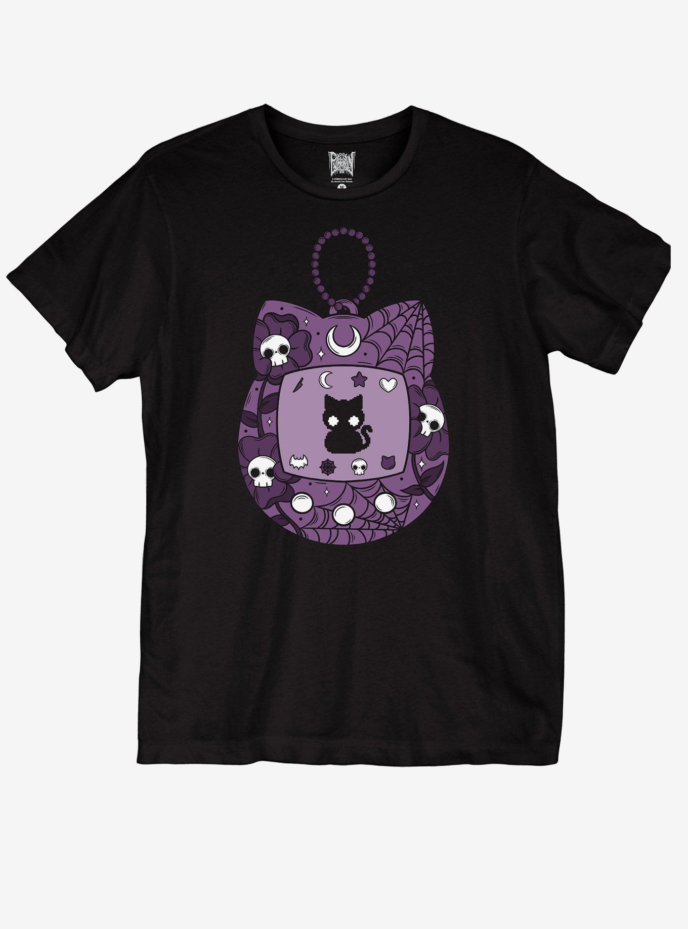 Black Cat Digital Pet T-Shirt By Pvmpkin, BLACK, hi-res