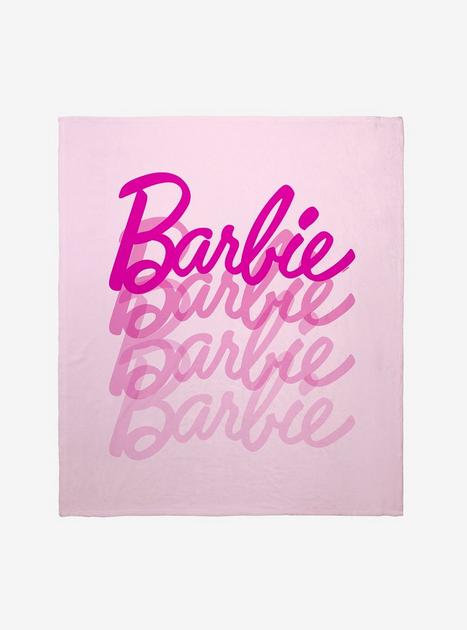 Barbie Logo Stacked Throw Blanket - WHITE | Hot Topic