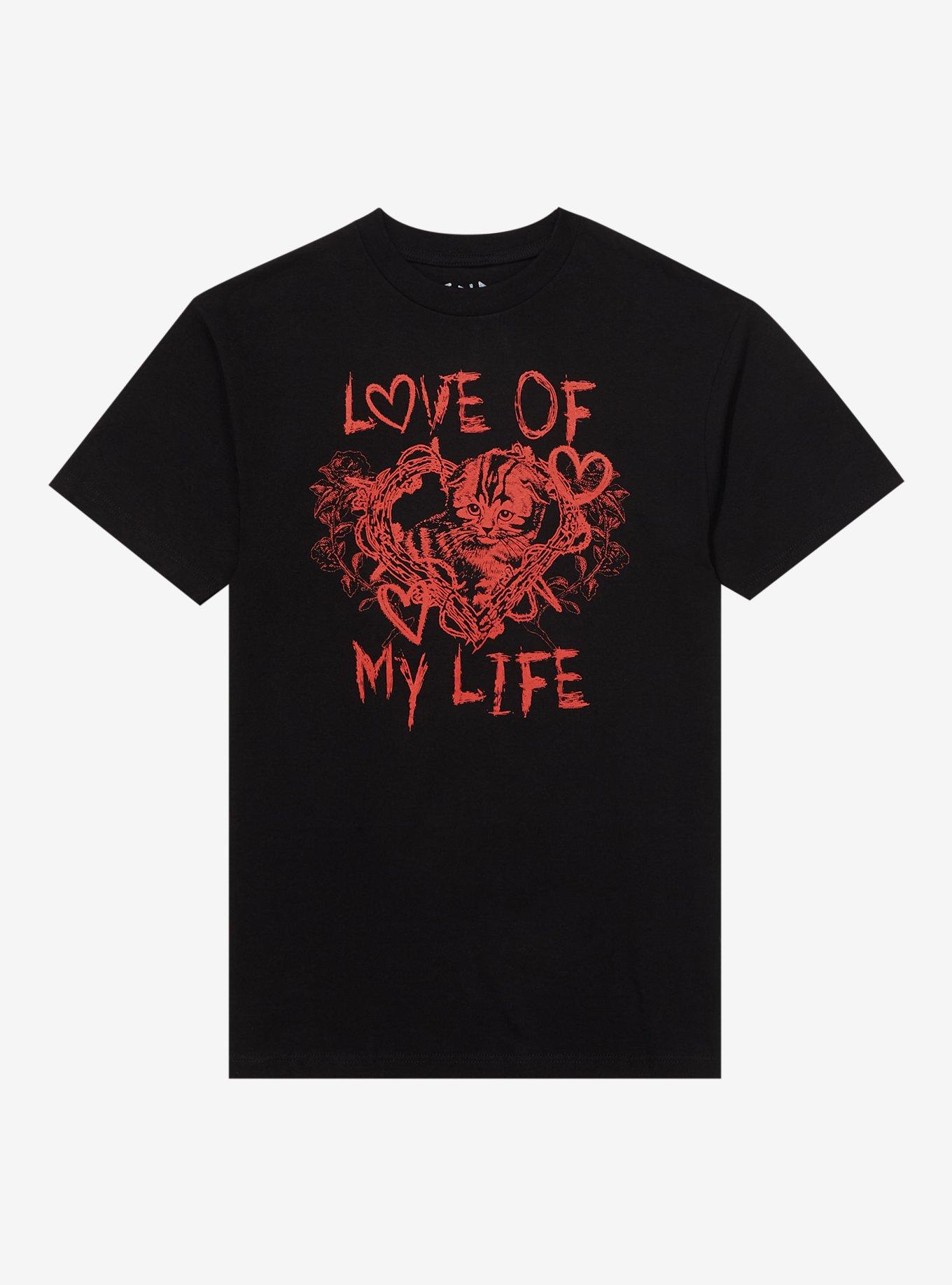 Cat Love Of My Life T-Shirt By Friday Jr, BLACK, hi-res