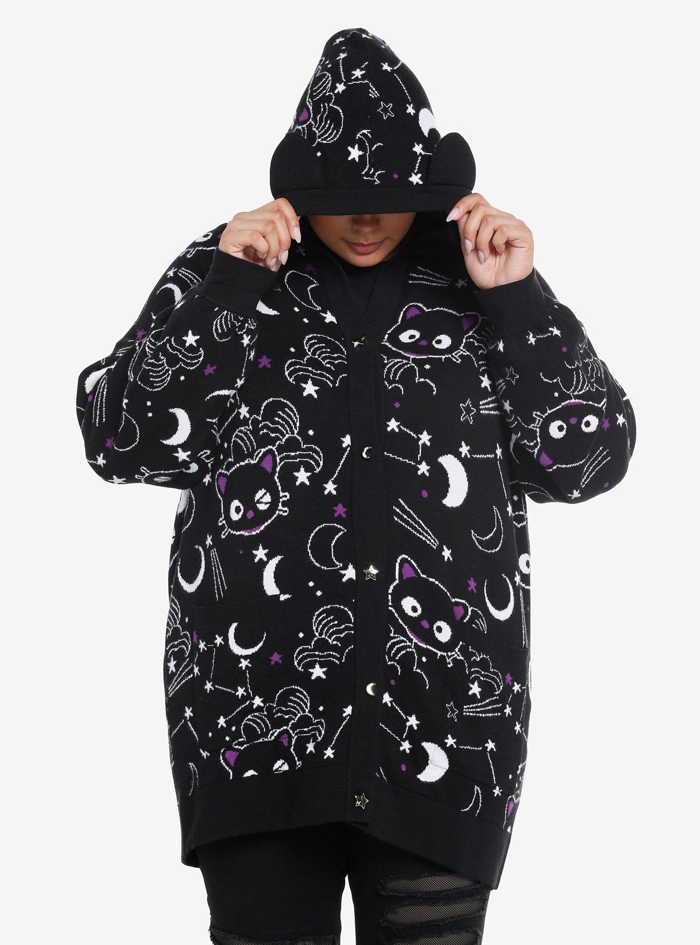 Chococat Celestial Knit Hooded Girls Cardigan Plus Size, , hi-res