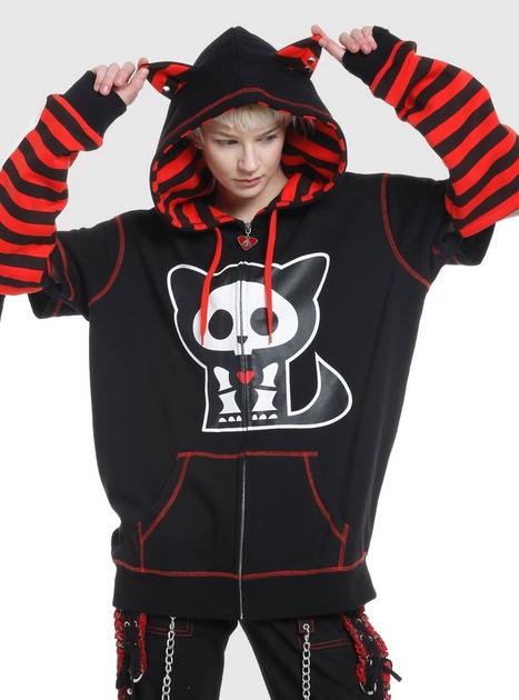 Skelanimals Kit The Cat Striped Girls Hoodie | Hot Topic