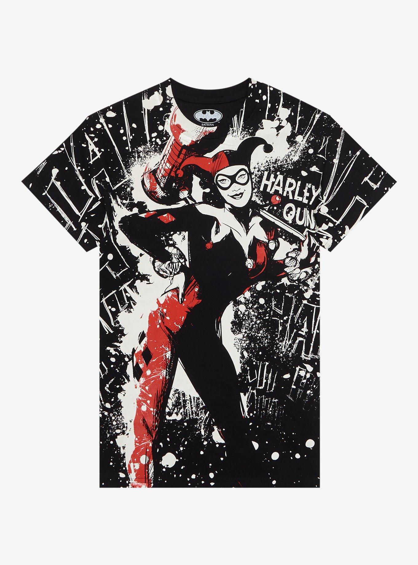 DC Comics Batman Harley Quinn Splatter Boyfriend Fit Girls T-Shirt, MULTI, hi-res