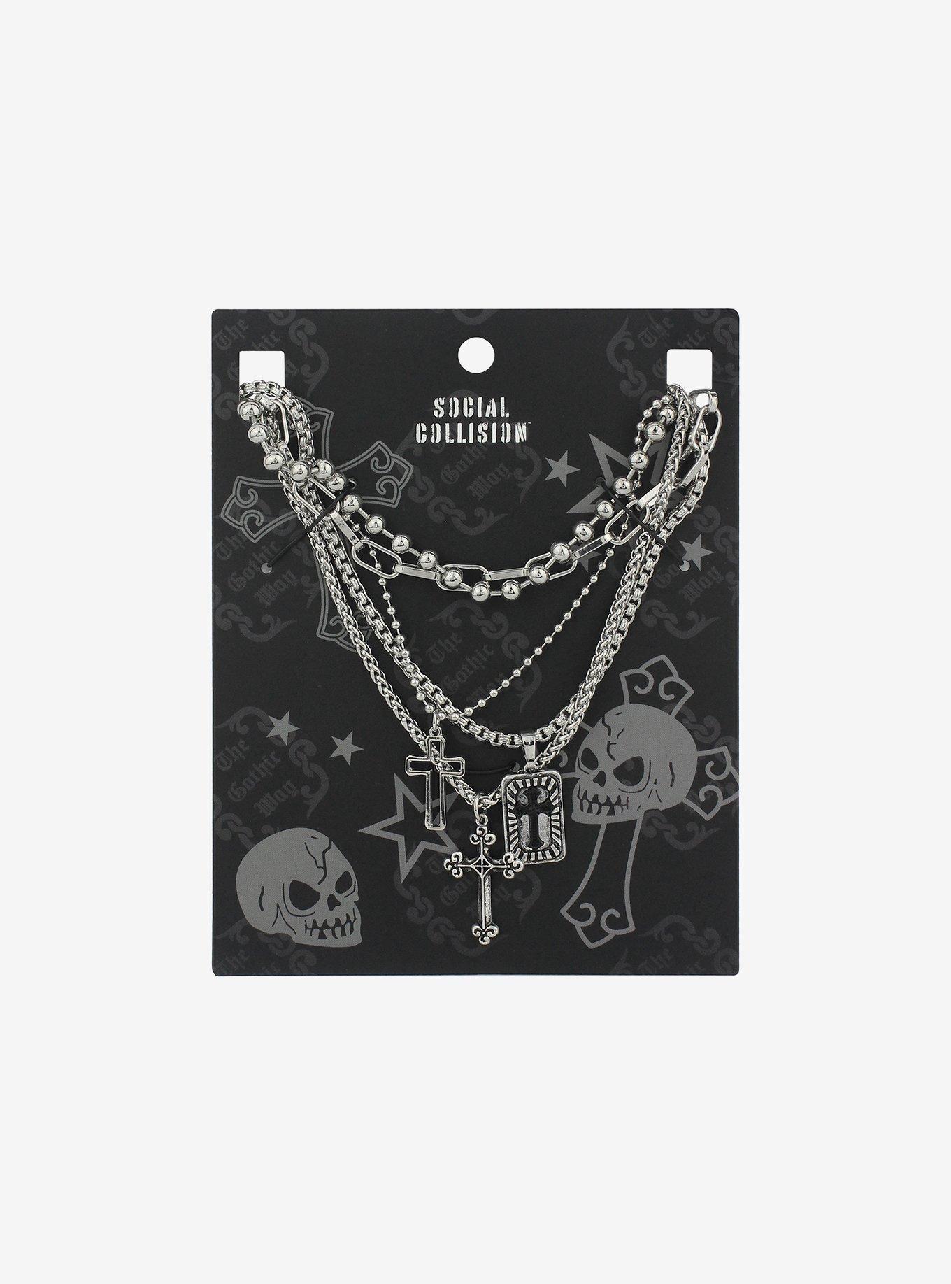 Social Collision® Cross Chain Necklace Set, , hi-res