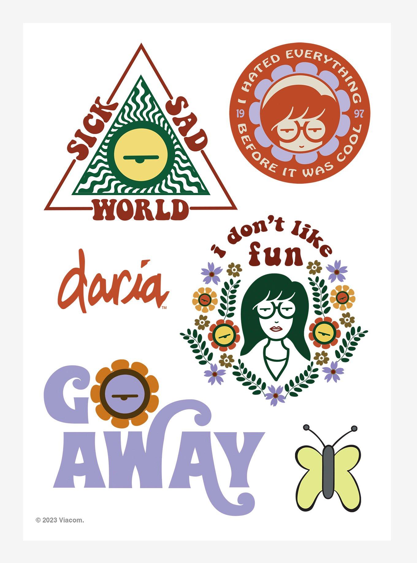 MTV Daria I Don't Like Fun Kiss-Cut Sticker Sheet, , hi-res