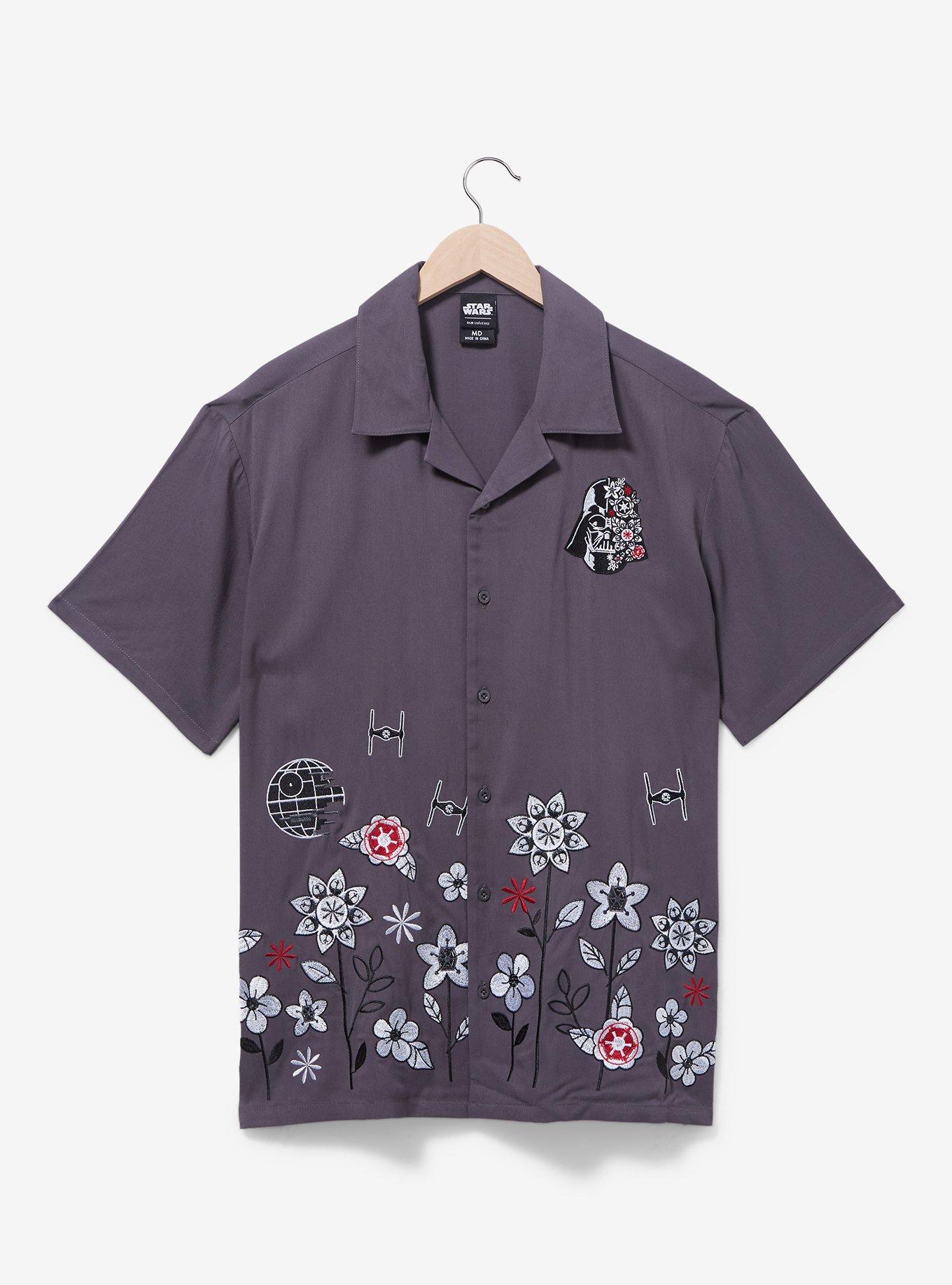 Star Wars Dark Side Floral Woven Button-Up - BoxLunch Exclusive, BLACK, hi-res