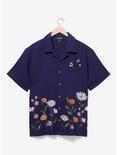 Harry Potter Deathly Hallows Floral Woven Button-Up - BoxLunch Exclusive, NAVY, hi-res