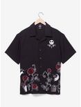 Disney The Nightmare Before Christmas Jack Skellington Roses Woven Button-Up - BoxLunch Exclusive, BLACK, hi-res