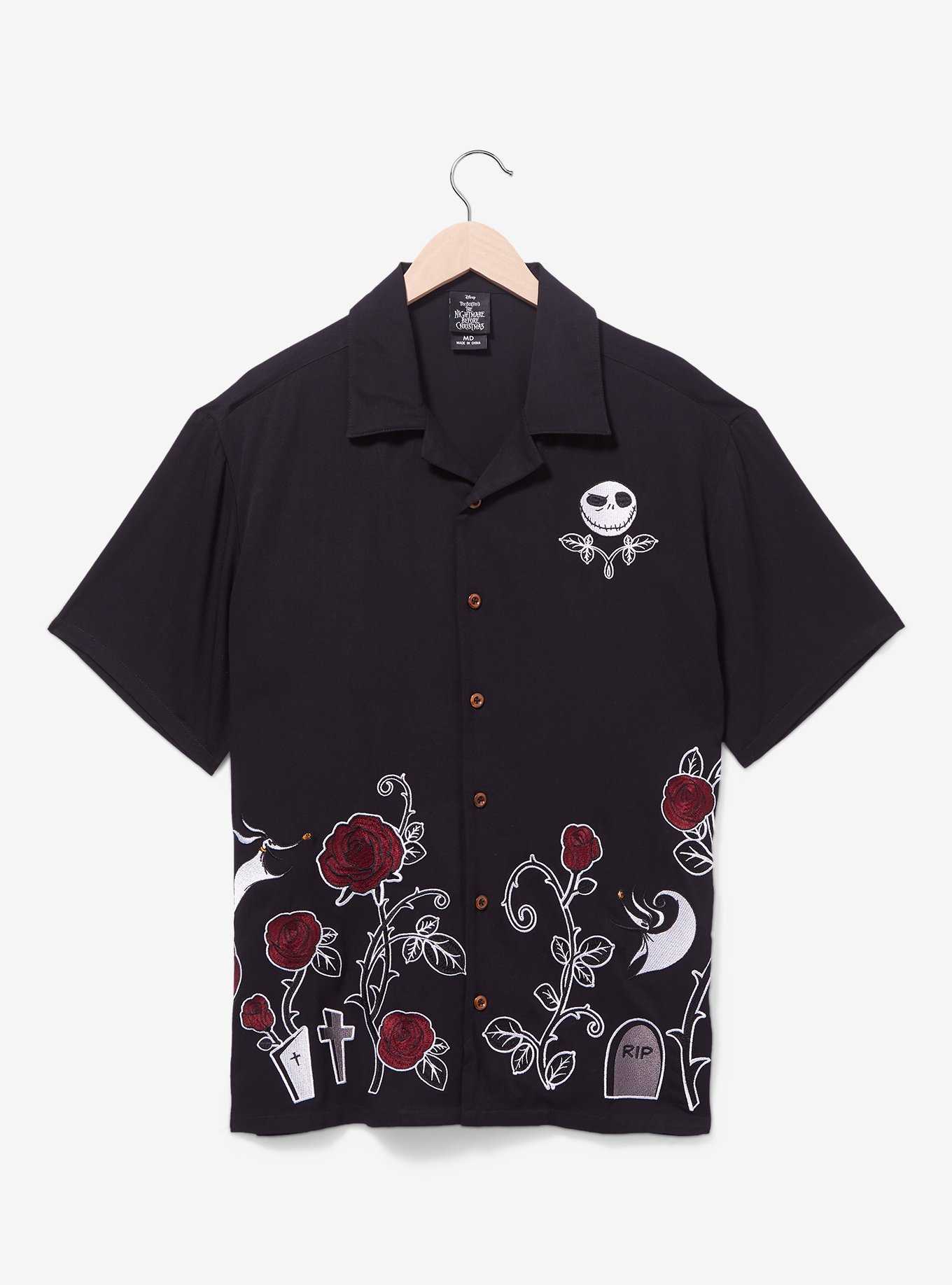 Disney The Nightmare Before Christmas Jack Skellington Roses Woven Button-Up - BoxLunch Exclusive, , hi-res
