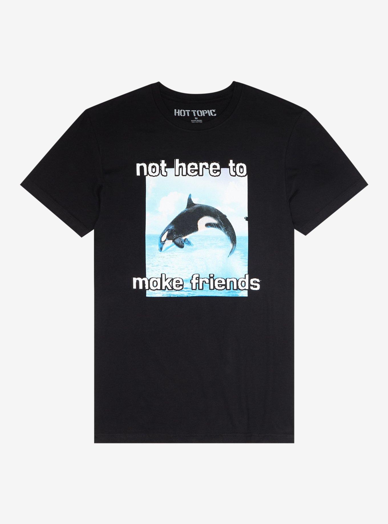 Orca Not Here To Make Friends Boyfriend Fit Girls T-Shirt, MULTI, hi-res