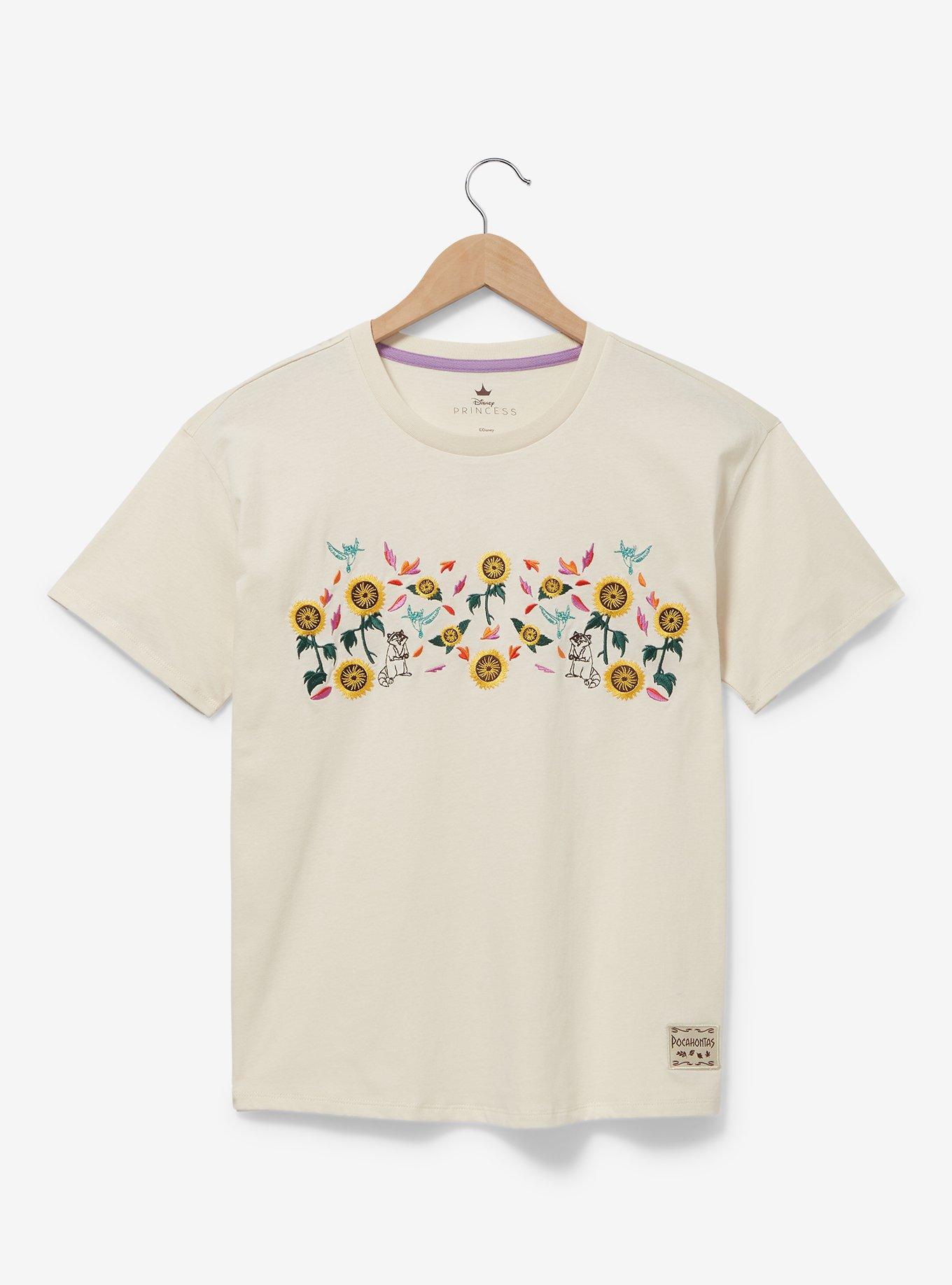 Disney Pocahontas Meeko & Flit Floral Women's T-Shirt - BoxLunch Exclusive, OFF WHITE, hi-res