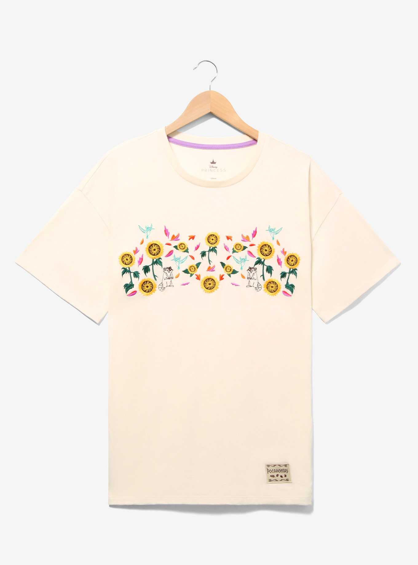 Disney Pocahontas Embroidered Floral Women's Plus Size T-Shirt - BoxLunch Exclusive, , hi-res