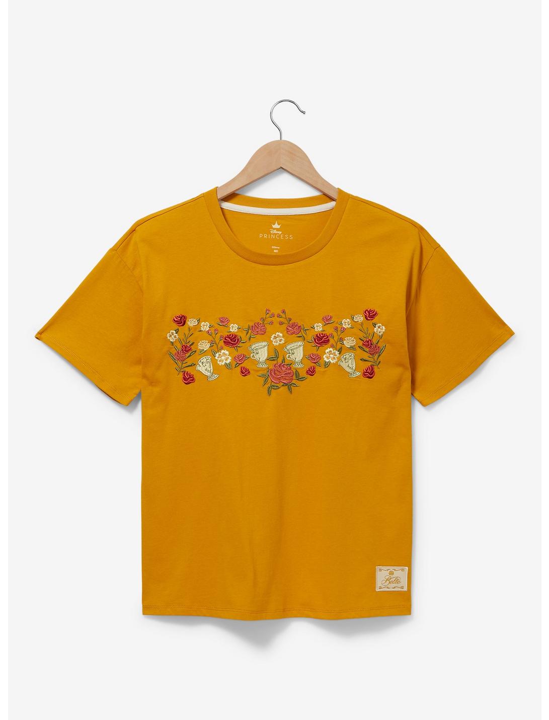 Disney Beauty and the Beast Chip Floral Women's T-Shirt - BoxLunch Exclusive, GOLD, hi-res