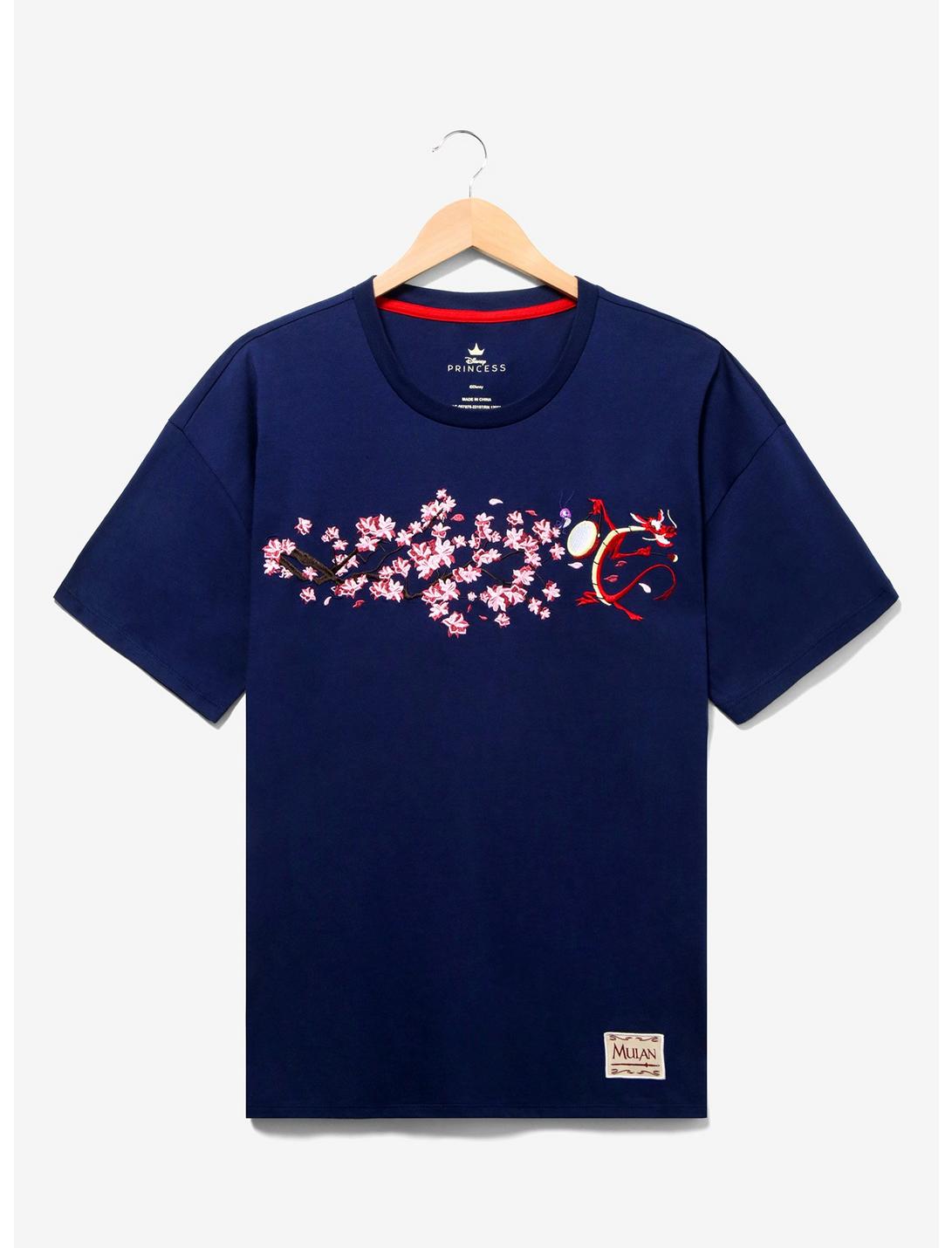 Disney Mulan Mushu Floral Women's Plus Size T-Shirt - BoxLunch Exclusive, NAVY, hi-res