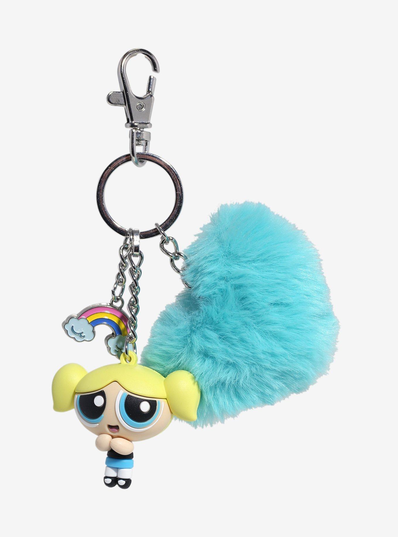 The Powerpuff Girls Bubbles Pom Pom Multi Charm Keychain, , hi-res