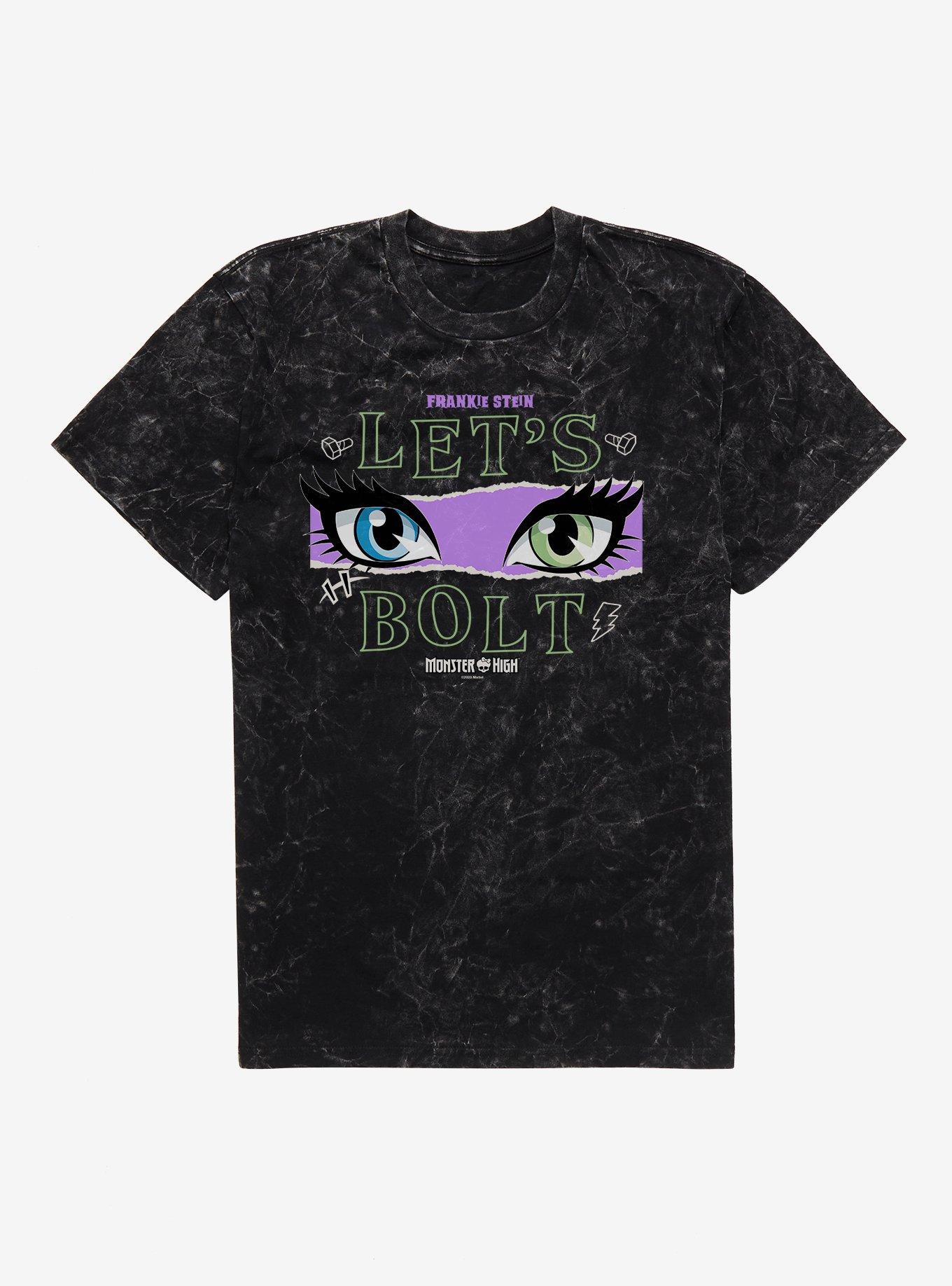 Monster High Frankie Stein Let's Bolt Mineral Wash T-Shirt, BLACK MINERAL WASH, hi-res