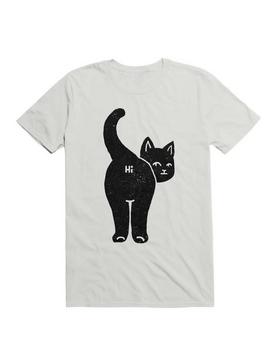 Hello Cat Butt Minimalist Black T-Shirt, , hi-res