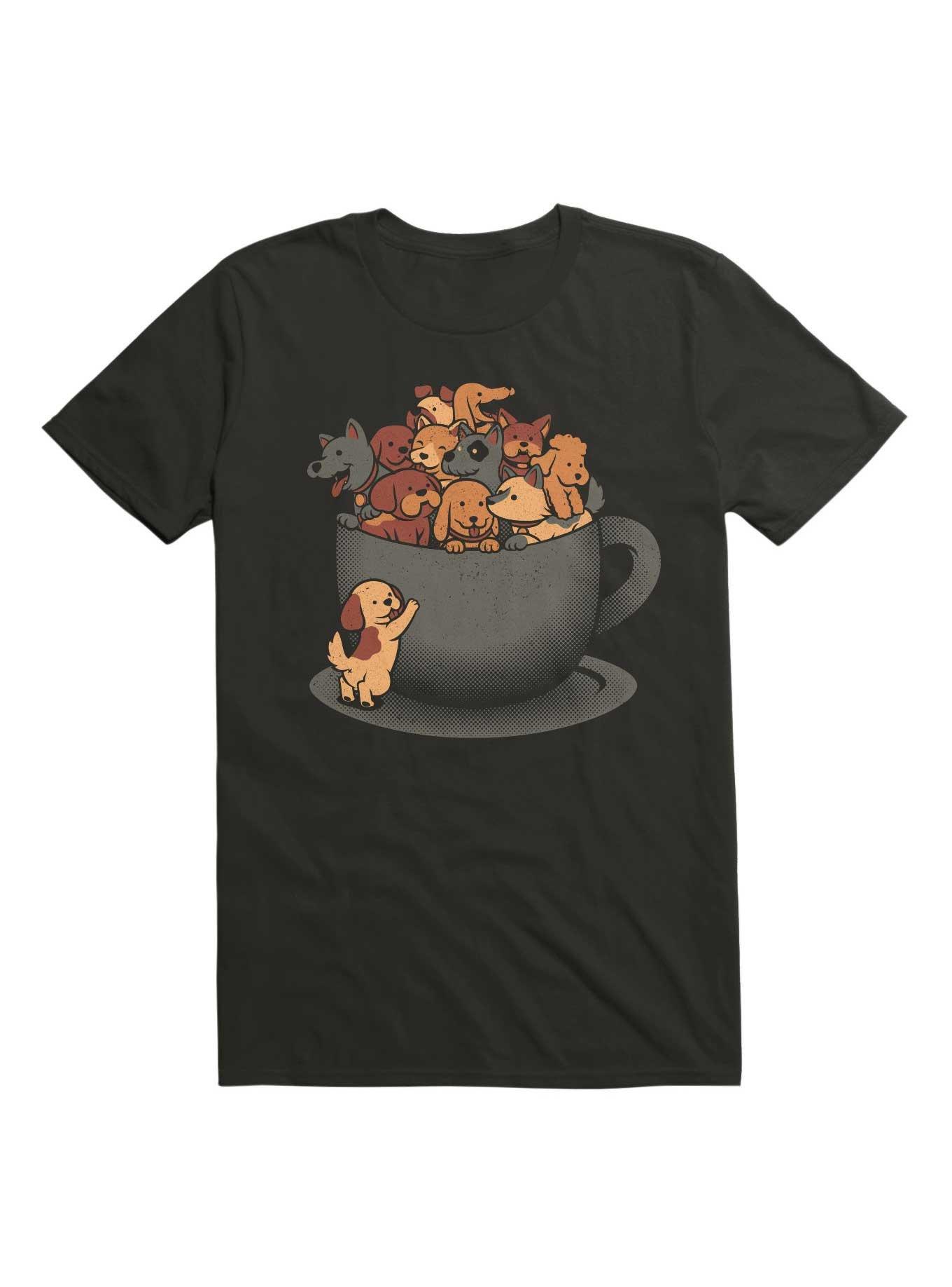 Puppy Latte Overflow Dog T-Shirt, BLACK, hi-res