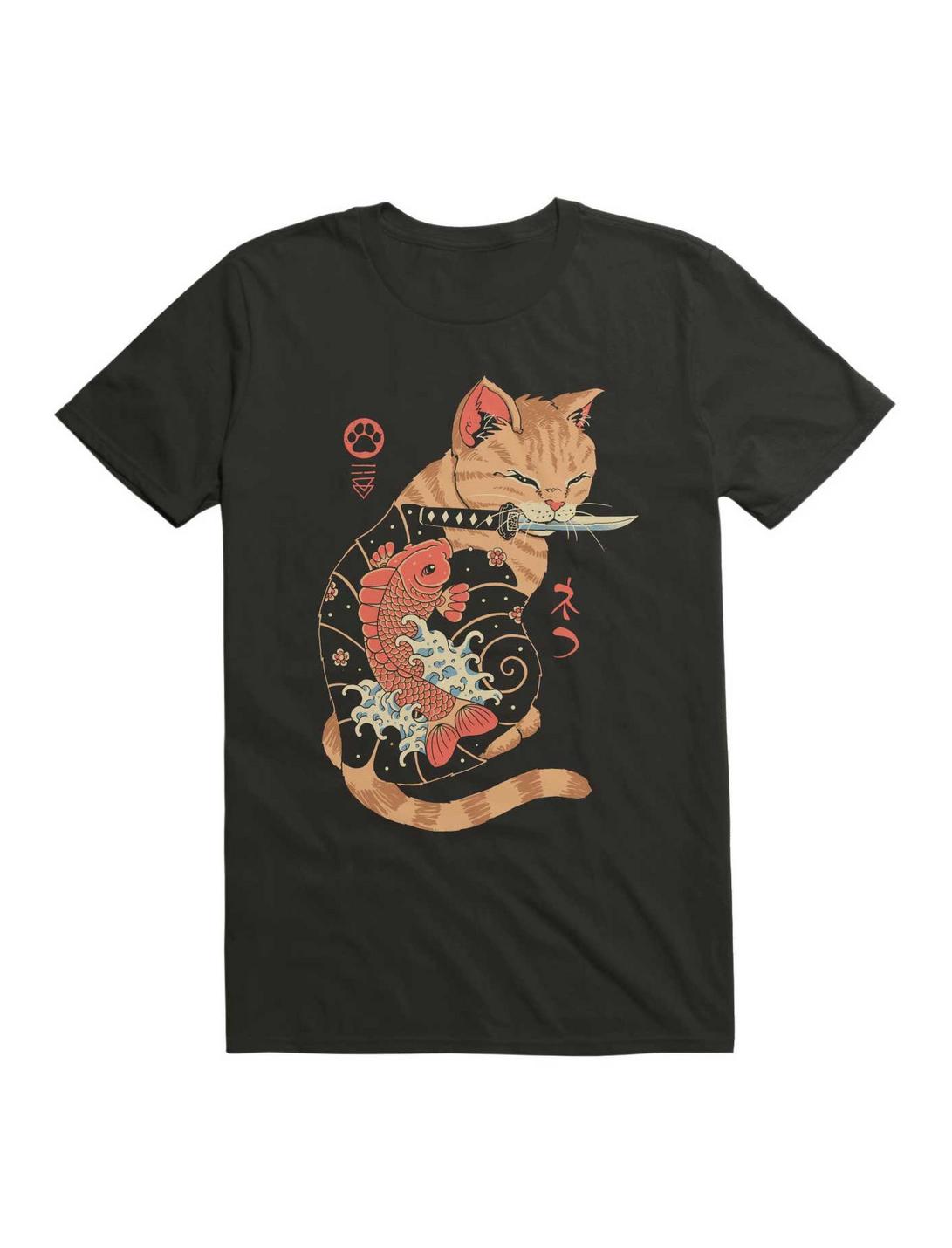Carp Tattooed Cat T-Shirt, BLACK, hi-res