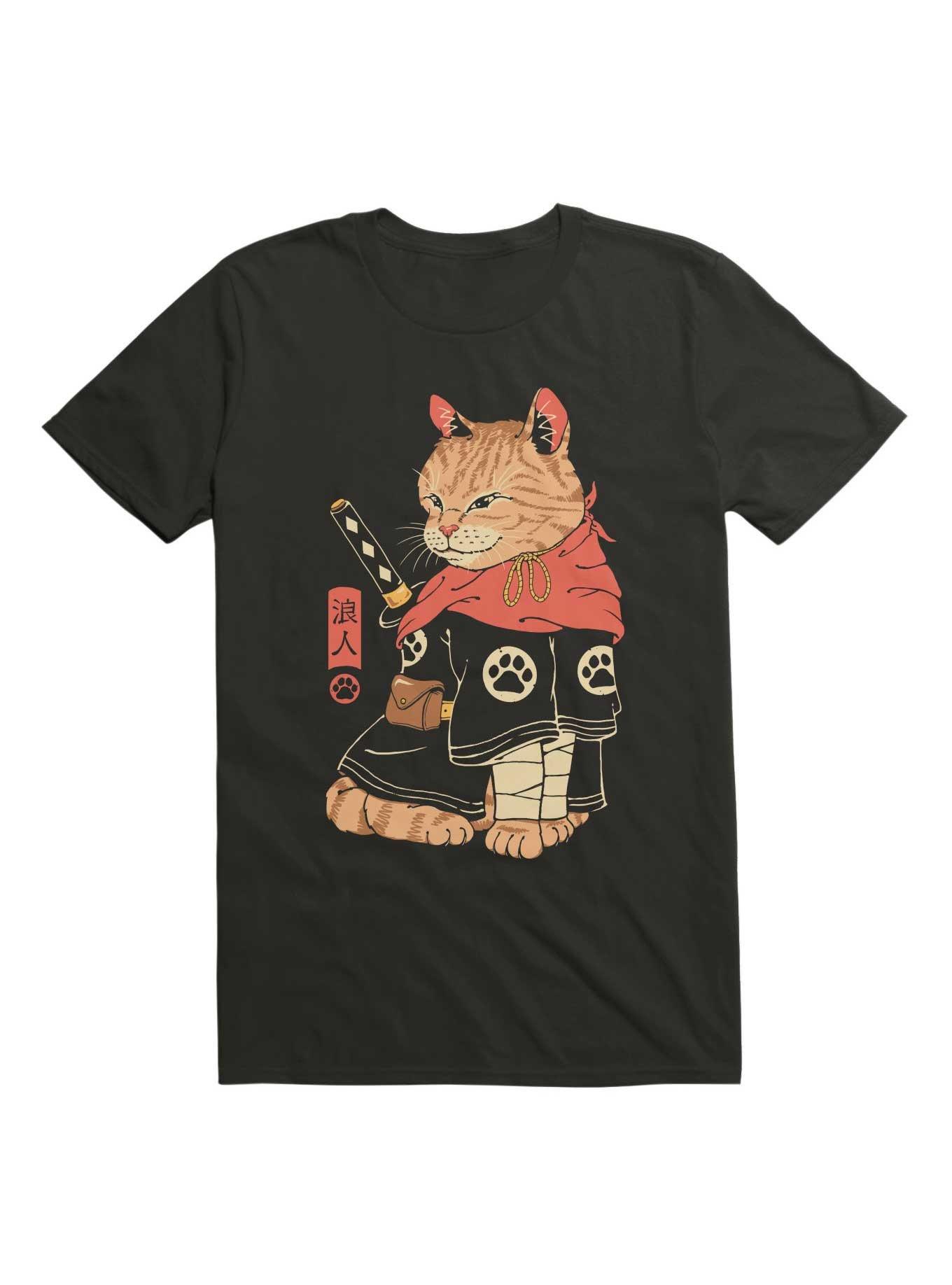 Neko Ronin T-Shirt, BLACK, hi-res