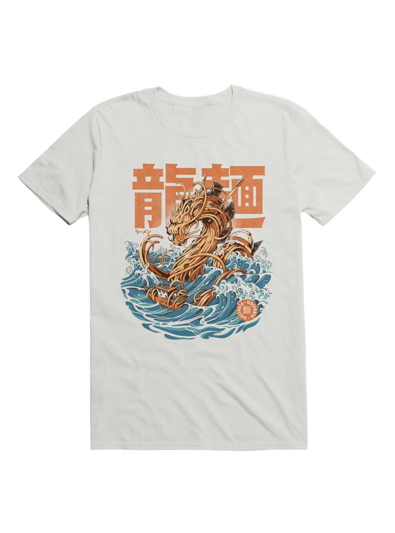 Great Ramen Dragon Of Kanagawa T-Shirt, WHITE, hi-res